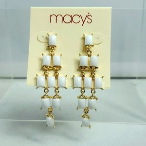 Macy's white dangle earrings